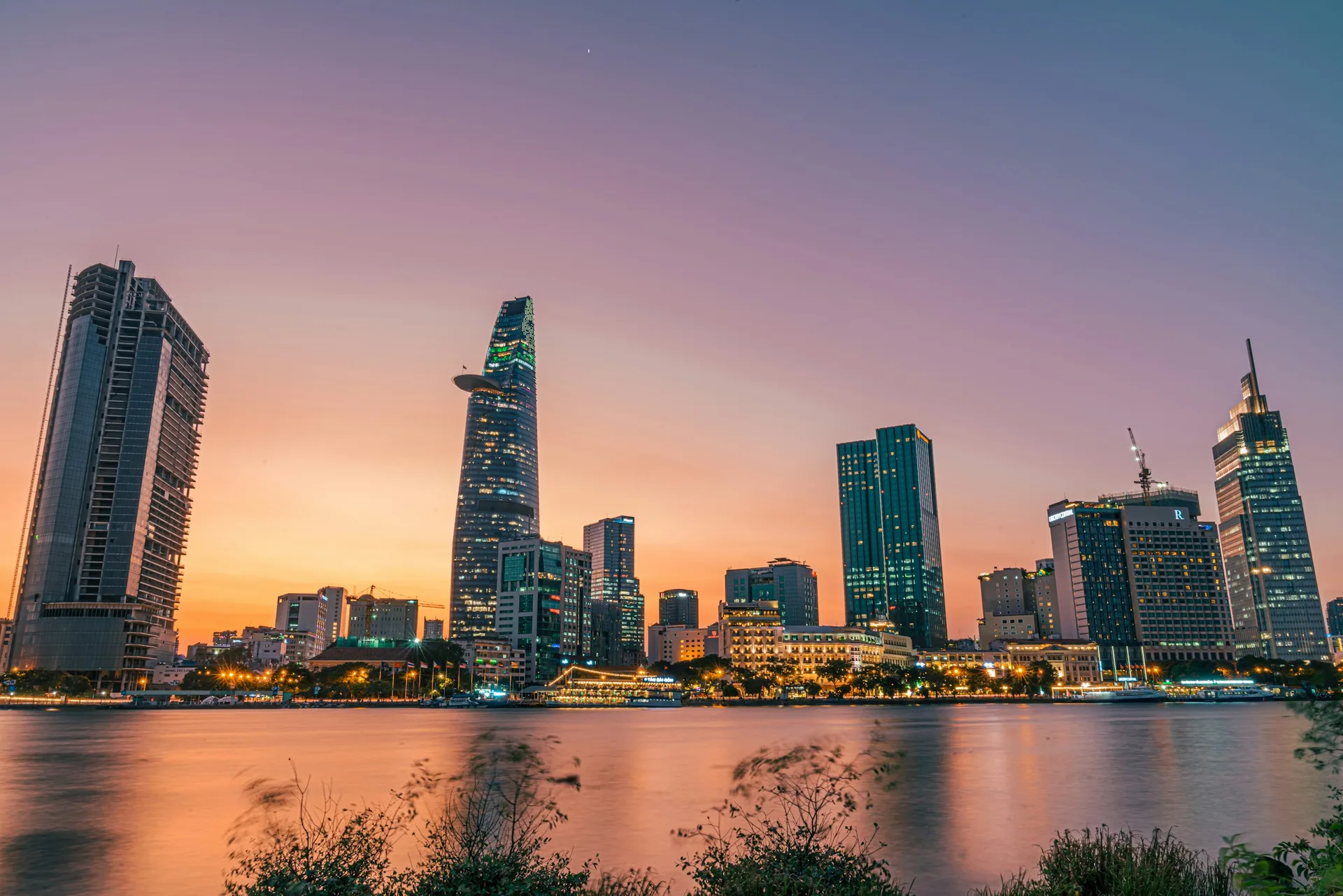 Ho Chi Minh City skyline at golden hour